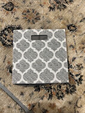 Threshold Gray and White Patterned Fabric Storage Bin - SET OF 3